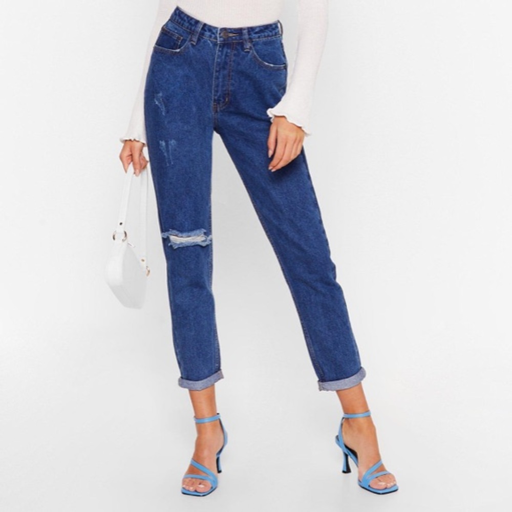 Shred That Wave Distressed Mom Jeans